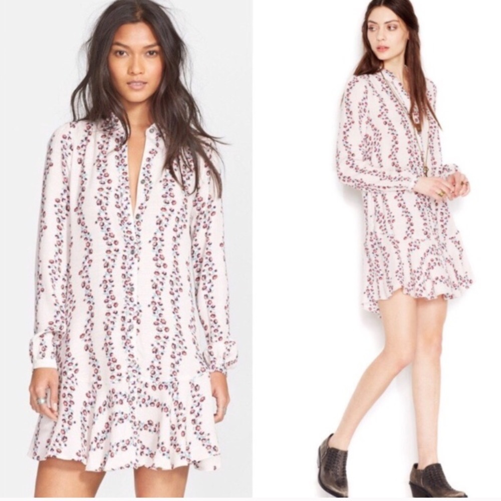 Free People Floral Button-Down Shirtdress